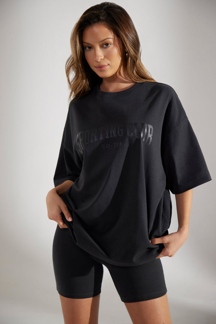 Society - Oversized Short Sleeve T-Shirt in Washed Black