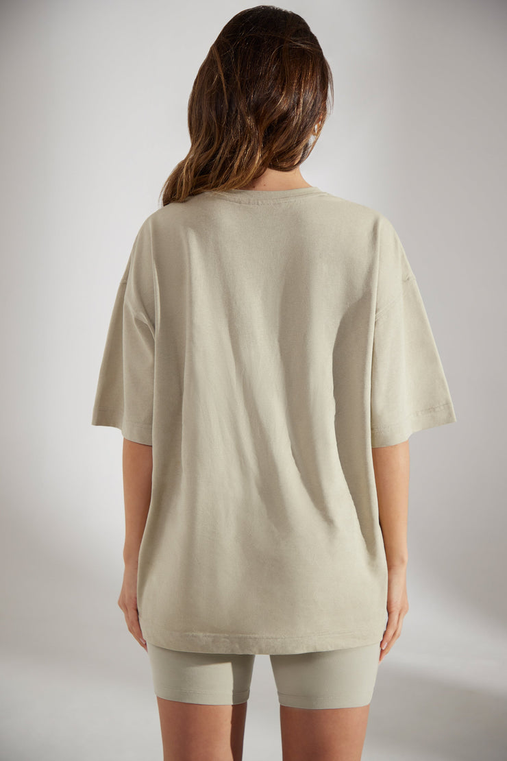 Society - Oversized Short Sleeve T-Shirt in Limestone