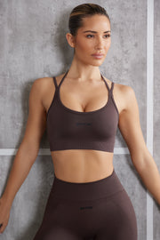 Aligned - Scoop Neck Sports Bra in Brown