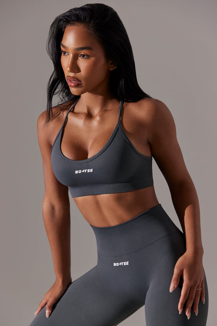 Constant - Scoop Neck Multi Strap Sports Bra in Grey