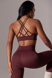 Constant - Scoop Neck Multi Strap Sports Bra in Burgundy