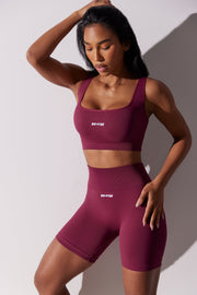 Ardour - Open Back Square Neck Sports Bra in Plum