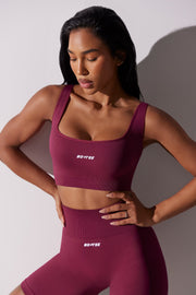 Ardour - Open Back Square Neck Sports Bra in Plum