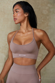 Definition - Low Back Define Luxe Sports Bra in Mocha