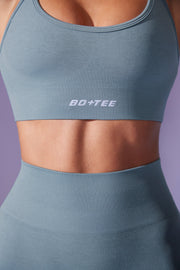 Definition - Low Back Define Luxe Sports Bra in Denim Blue