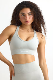 Define Luxe Cross-Back Sports Bra in Fog