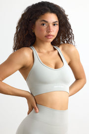 Define Luxe Cross-Back Sports Bra in Fog