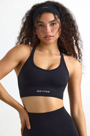 Define Luxe Strappy Sports Bra in Jet Black