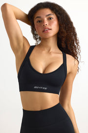 Super Sculpt Seamless Cross-Back Sports Bra in Black