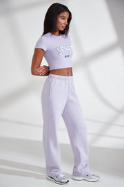 Athletics - Wide Leg Embroidered Back Joggers in Lavender