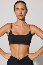 Adjust - Twist Back Scoop Neck Sports Bra in Black