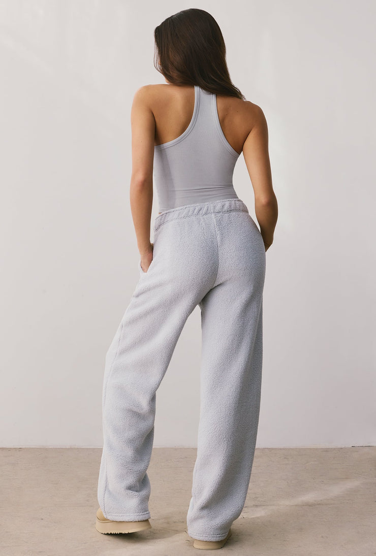 Laze - Fleece Wide Leg Joggers in Fog