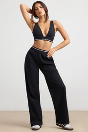 Fluid - High-Waist Straight-Leg Joggers in Black