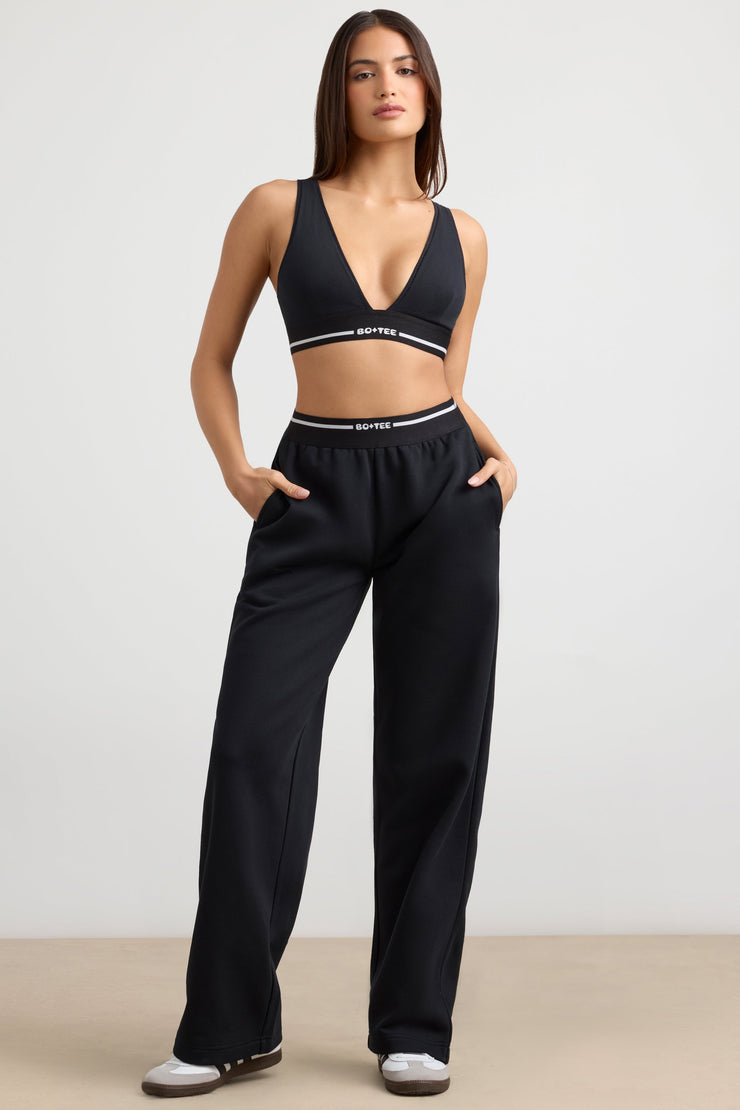 Fluid - High-Waist Straight-Leg Joggers in Black