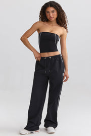 Wide-Leg Track Pants in Black