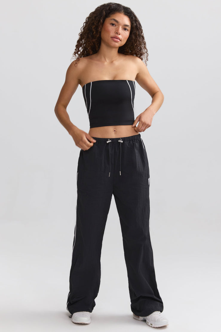 Wide-Leg Track Pants in Black