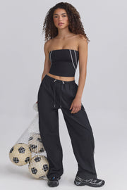 Wide-Leg Track Pants in Black