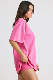 Angel Energy - Oversized Short-Sleeve T-shirt in Hot Pink