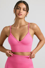 Exclusive - V-Neck Define Luxe Sports Bra in Hot Pink