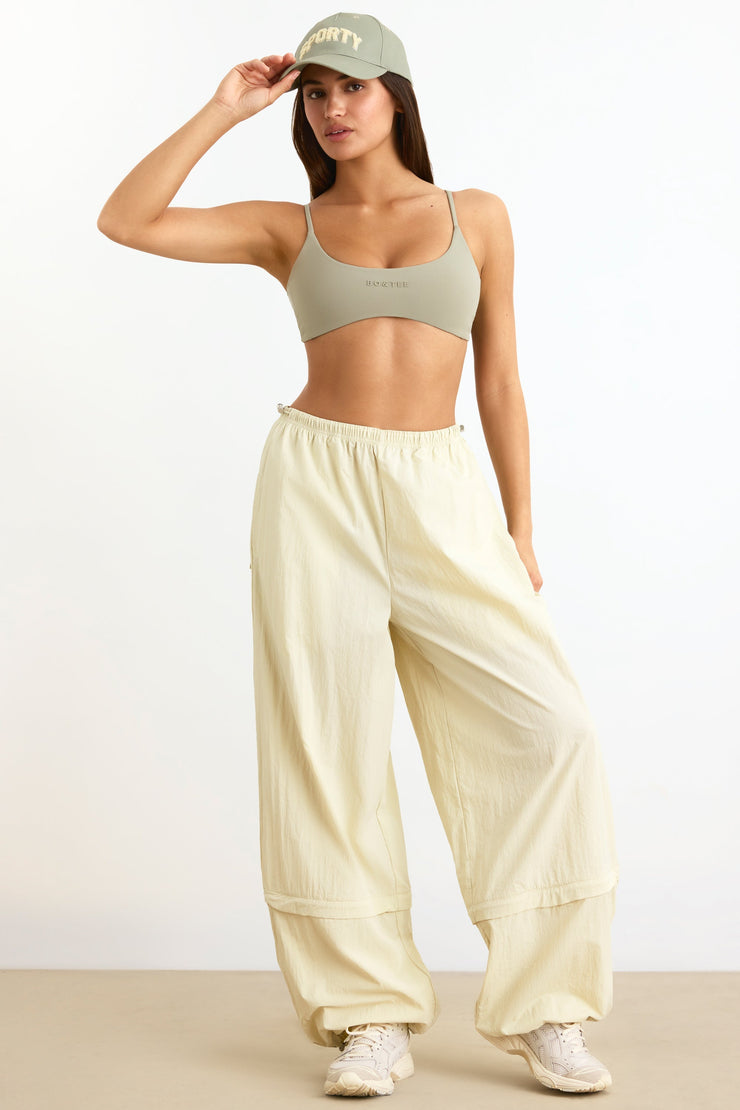 Convertible Wide Leg Track Pants in Bone