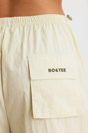 Convertible Wide Leg Track Pants in Bone