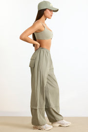 Convertible Wide Leg Track Pants in Mineral