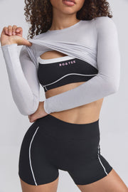 Soft Active Contrast-Trim Sports Bra in Black