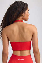 Define Luxe Halterneck Sports Bra in Poppy Red