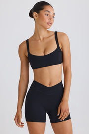 Soft Active Contrast-Trim Sports Bra in Black