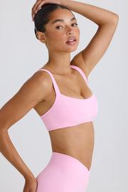 Soft Active Contrast-Trim Sports Bra in Bubblegum Pink