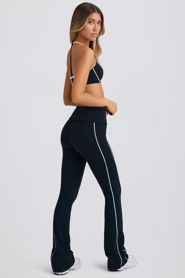 Tall Soft Active Foldover Flared Trousers in Black