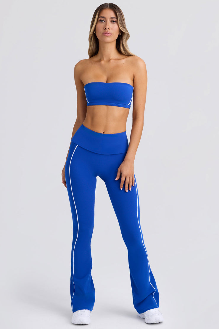 Tall Soft Active Foldover Flared Trousers in Cobalt Blue