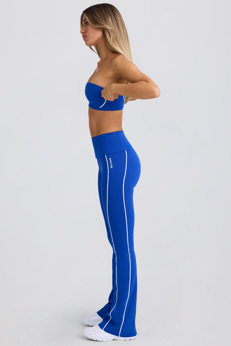 Petite Soft Active Foldover Flared Trousers in Cobalt Blue